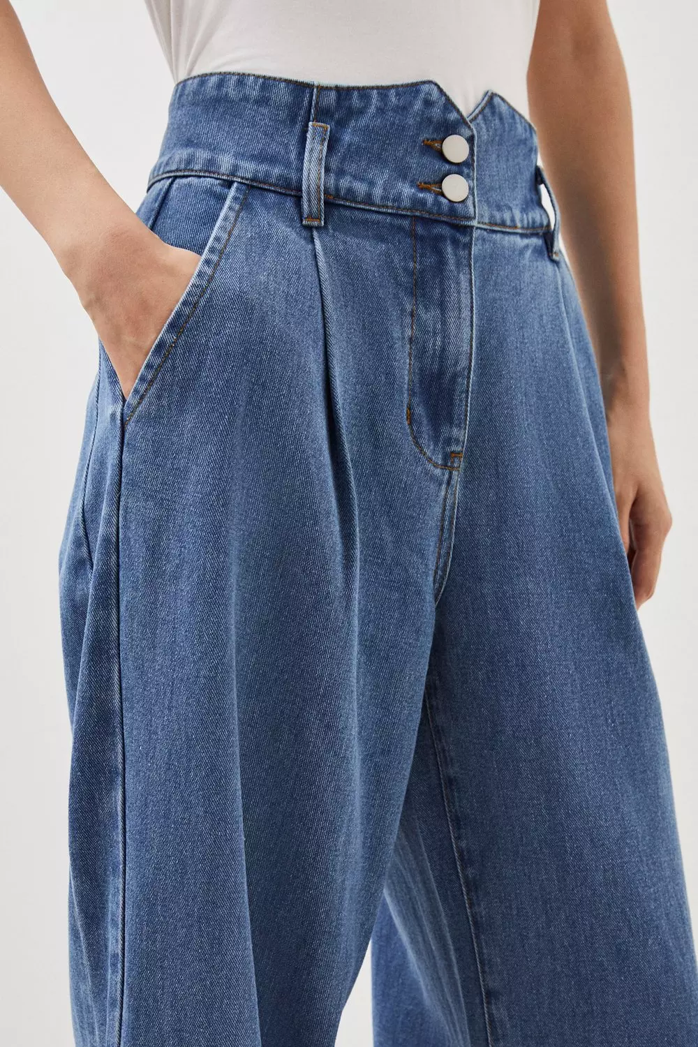 Denim trousers wide leg hotsell